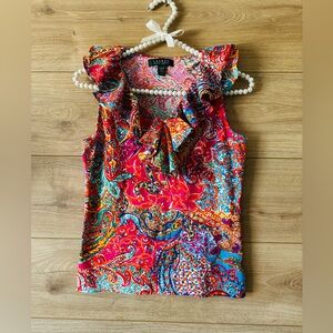 Ralph Lauren Vibrant Paisley Ruffle Sleeveless Camisole - Pink Multi